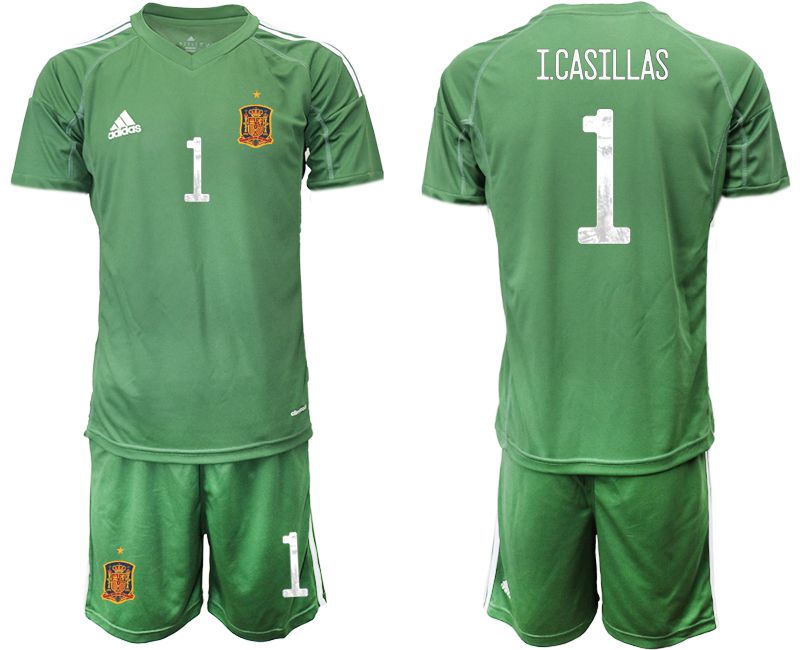Men 2021 World Cup National Spain army green goalkeeper #1 Soccer Jerseys1->spain jersey->Soccer Country Jersey